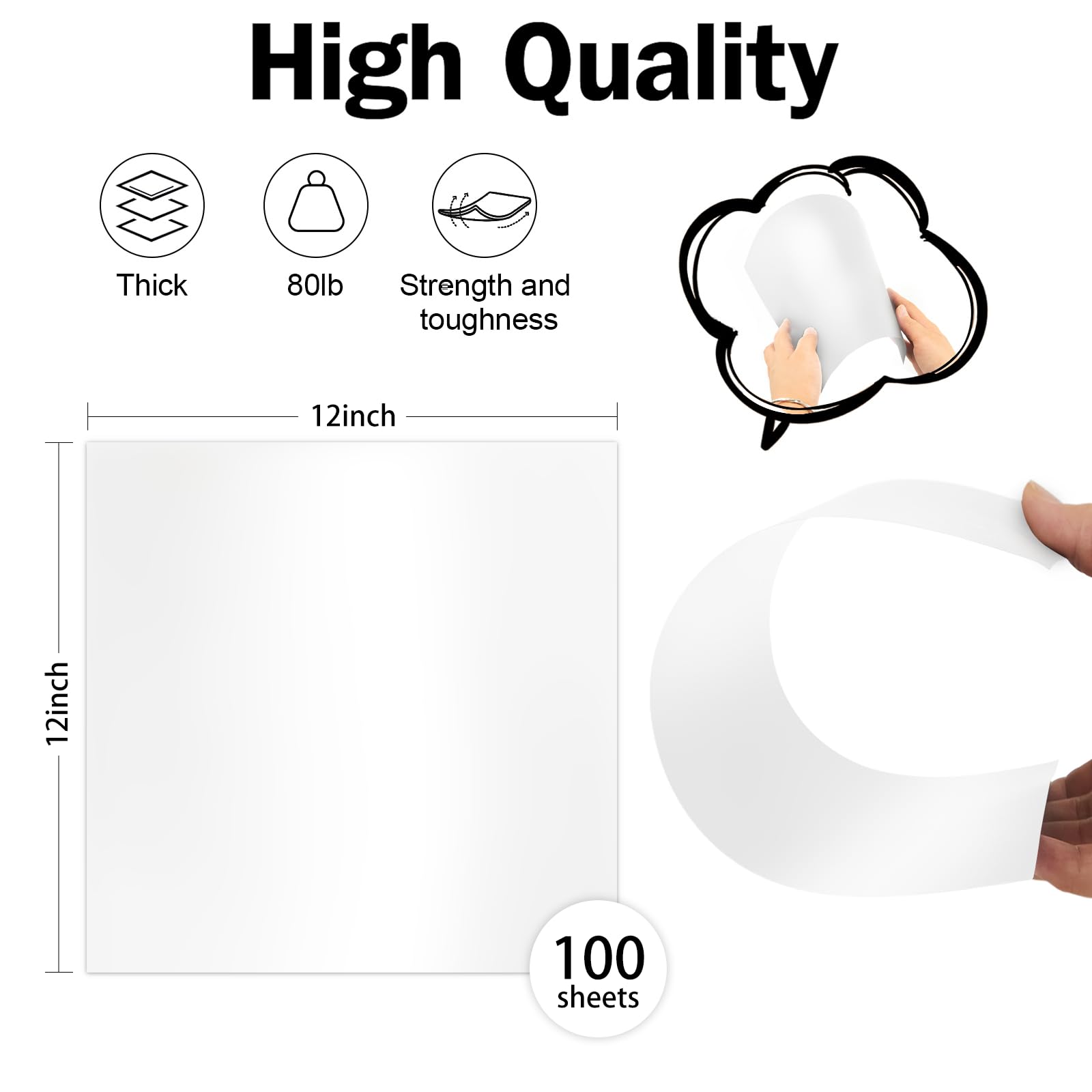 Goefun - Cartulina blanca brillante de 12 x 12 pulgadas, papel brillante para impresora, 80 libras, papel metálico perlado para Cricut, invitaciones y tarjetas, paquete de 100