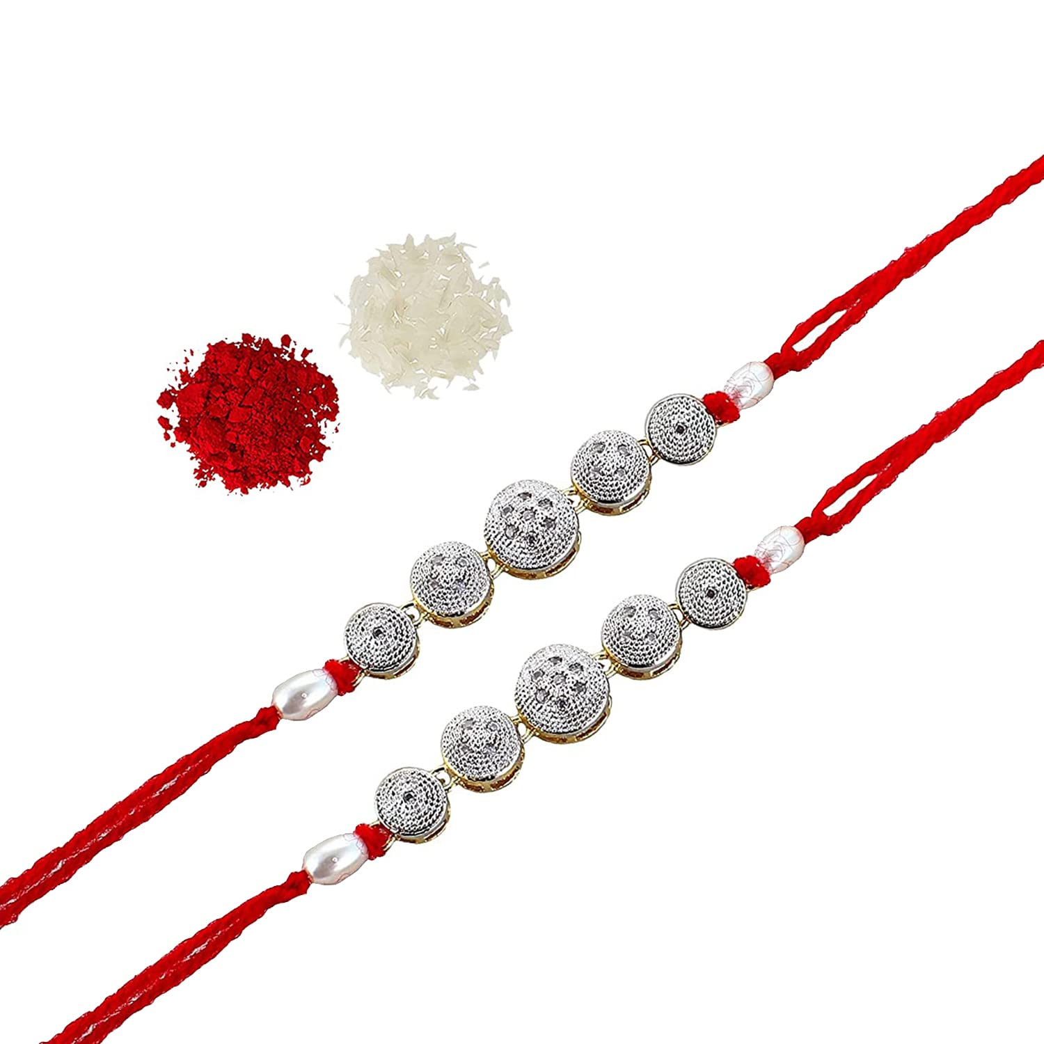 Lucky Jewellery Designer Rakhi Gold Plated Red Thread For Bro/Brother/Bhaiya/Bhai/Bhabhi (Pack of 2) Rakshabandan Rakhe Crystal and White Stone Rakhee Bracelet Rakshasutra For Boys & Men (224-WEMR1-E2292-W) (B097QYMTQ8) Amazon Price History, Amazon Price Tracker