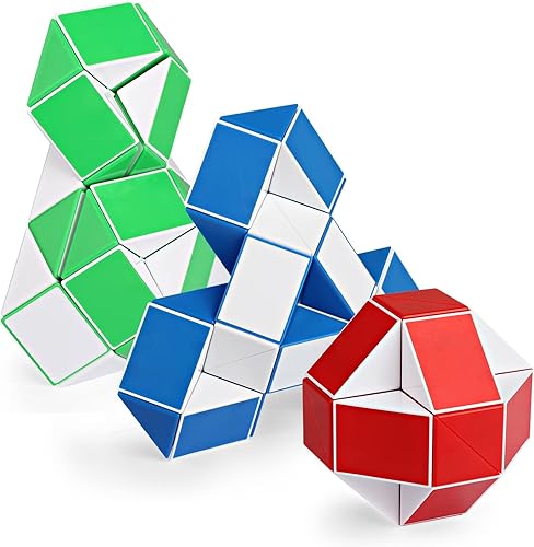playwin Magic serpiente rojoazulverde 3en 1Paquete Twist Puzzle Twisty Juguete Collection de color Blanco