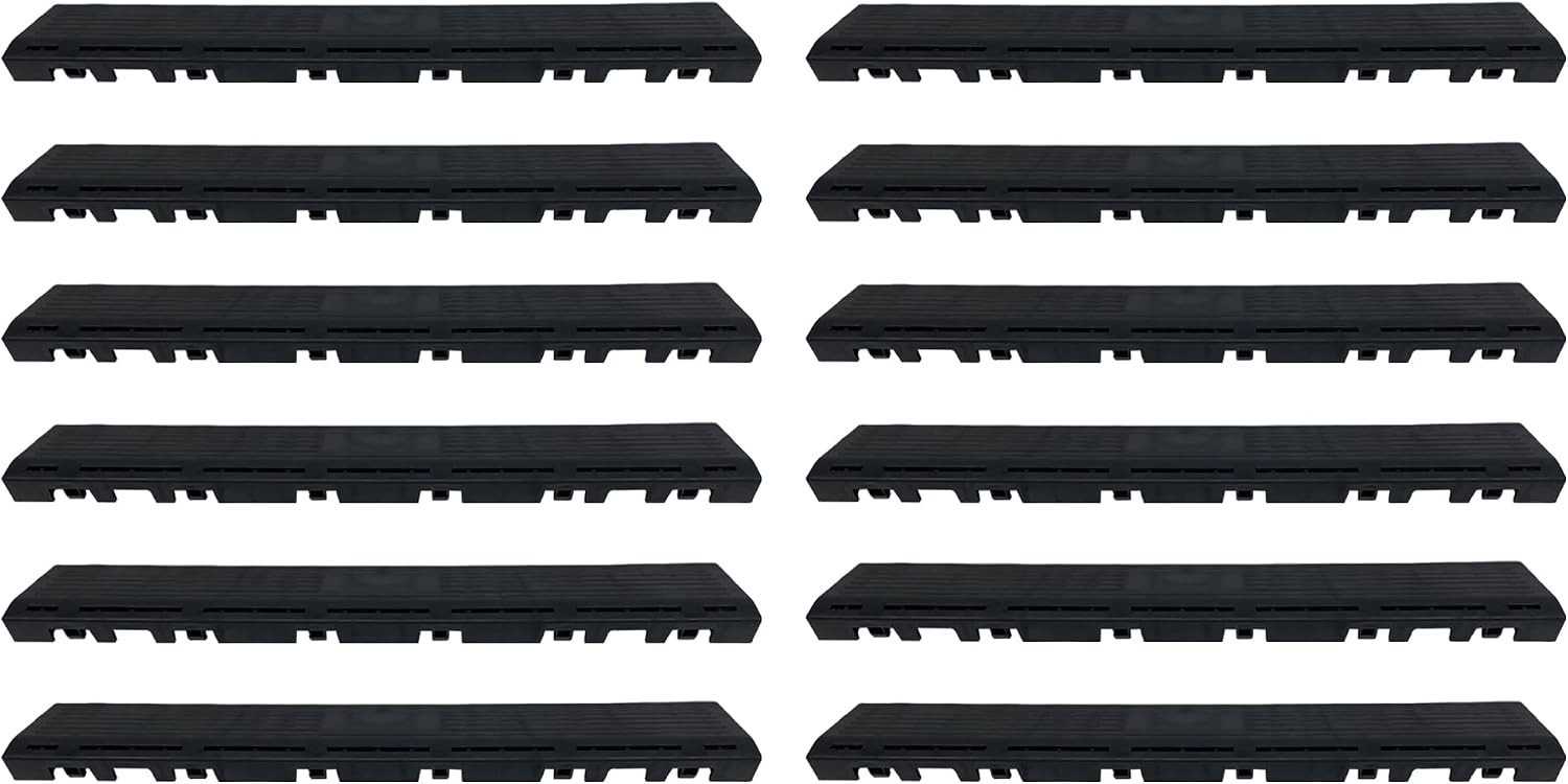 Transition Edge Kit for HTWELL Interlocking Garage Floor Tiles, Black
