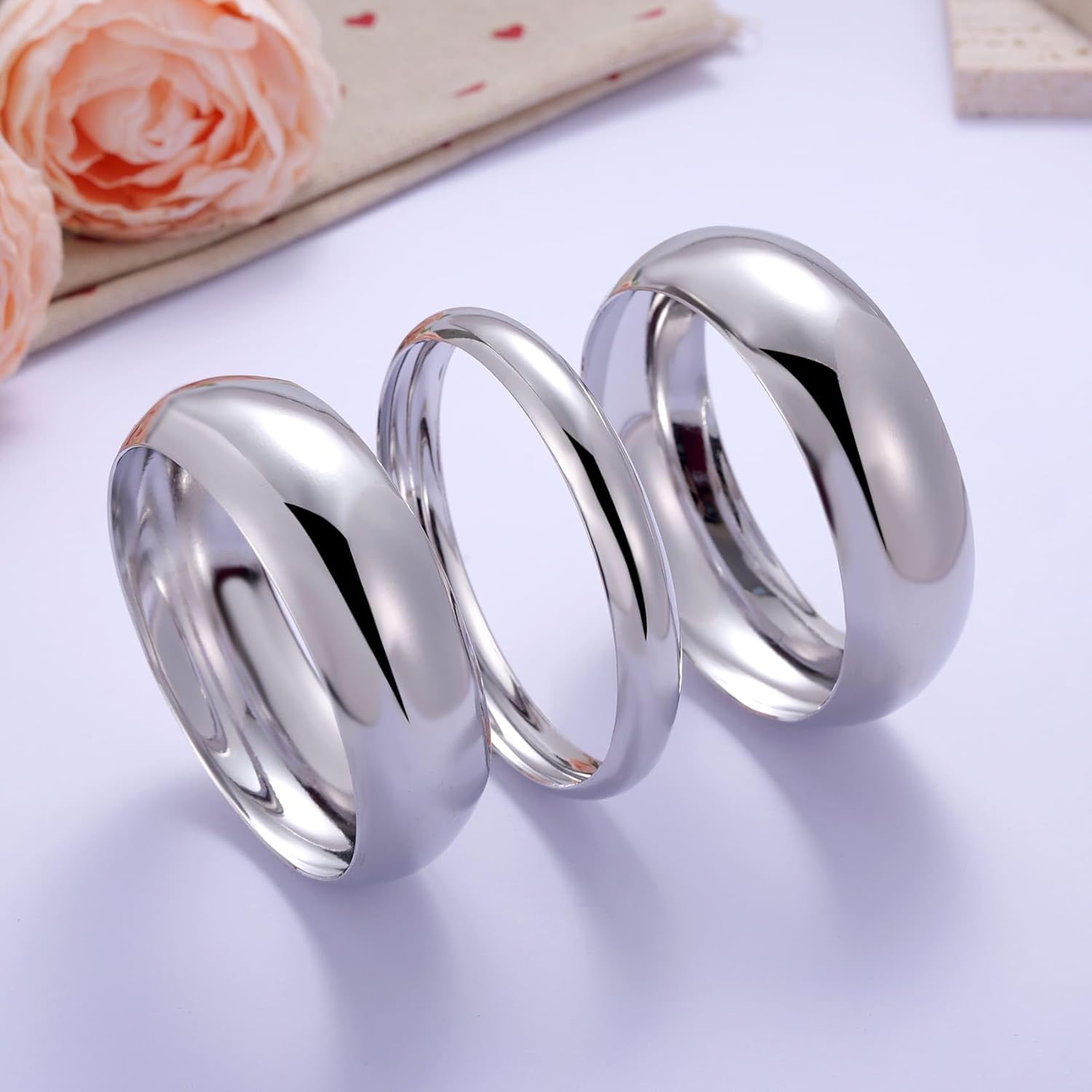 Kvekstio Chunky Golden Bangle Bracelets Set for Women, Trendy Wide Wrist Stackable Jewelry Bold Statement Cuff Bracelet - Image 3