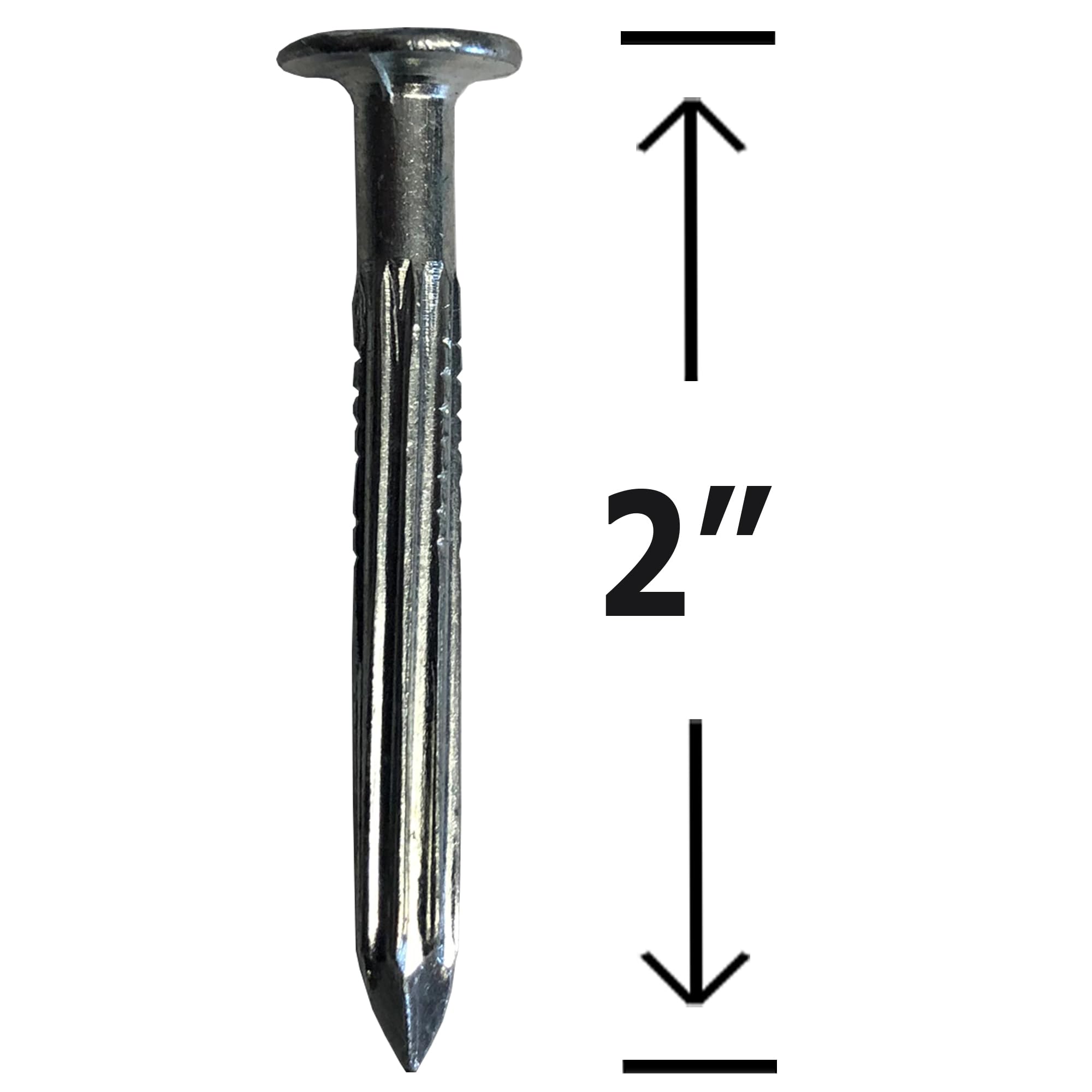 2” – Fluted Hardened Concrete Masonry nails – High strength Cut Carbon steel pointed nails for, cinder block, concrete walls, cement board – 2 in (50mm) Length - Nail Qty (200)