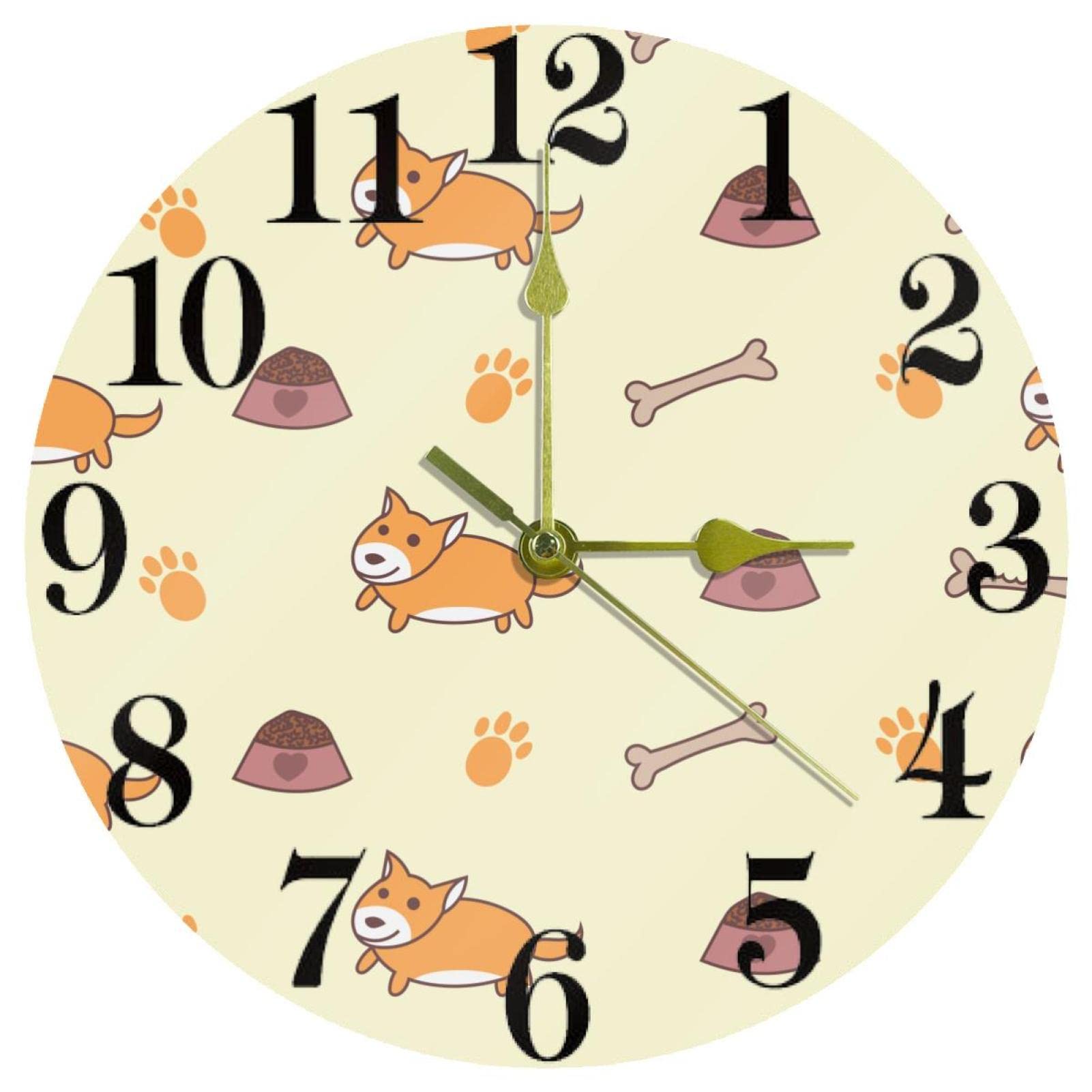 Horloge ronde fonctionne à piles Corgi pour une installation murale facile