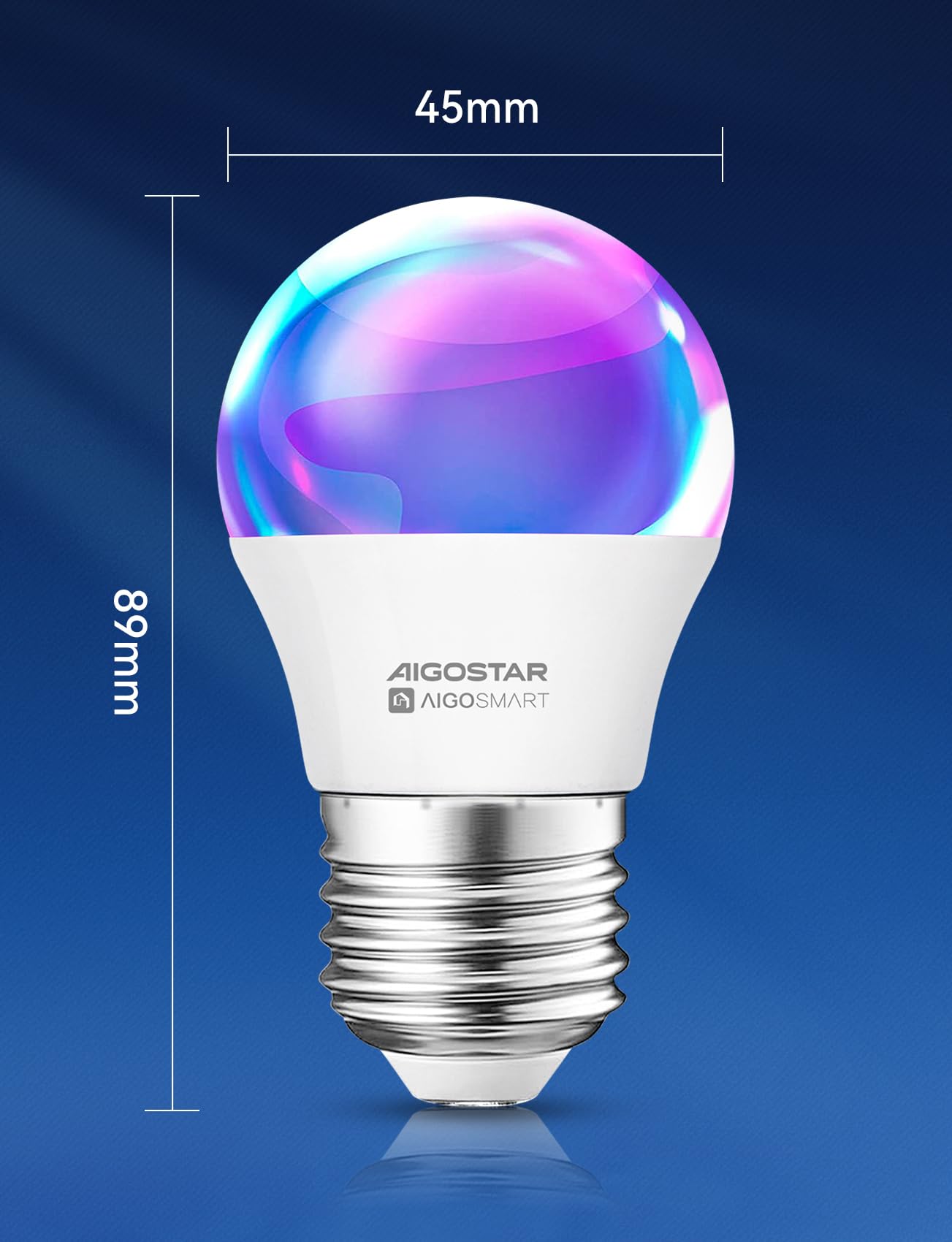 Aigostar Lampadine Alexa, Lampadine Wifi G45 E27 6.5W, Lampadina Smart RGBCW Compatibile con Alexa/Google Home, Nessun Hub Richiesto. Funzionamento a Distanza, Controllo Vocale, 6 Unità.