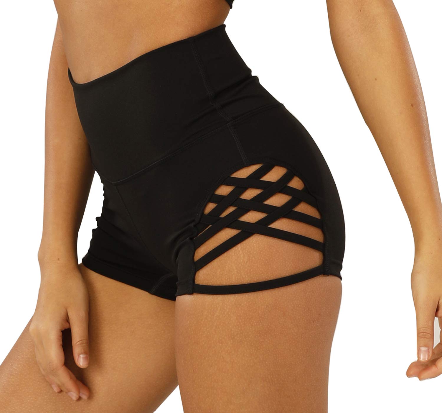 MOSISON Women's Workout Athletic High Waisted Butt Lifting Bandage Sports Gym Yoga Booty Shorts