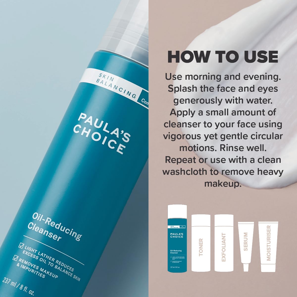 Paula's Choice SKIN BALANCING Oczyszczająca - Pieniący Się Mycia Twarzy Usuwa Sebum i Makijaż - Zwalczanie Wyprysków i Zaskórników - z Aloes - Skóra Mieszana i Tłusta - 473 ml