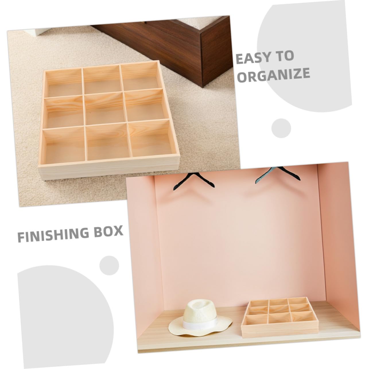 2 piezas Organizador Madera con Compartimentos Caja Divisora para Calcetines Ropa Interior y Accesorios Ahorro de Espacio para Armarios y Vestidores