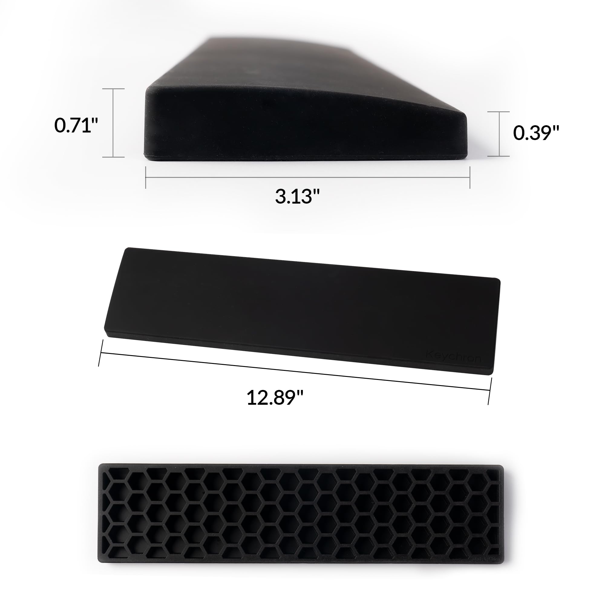 Keychron Reposamuñecas y palma de silicona negra, 327 mm para teclado compacto al 75% serie V1/V2/Q1/Q2 y Lemokey P1 (Pro/Max/HE) - Base antideslizante - Soporte suave y suave