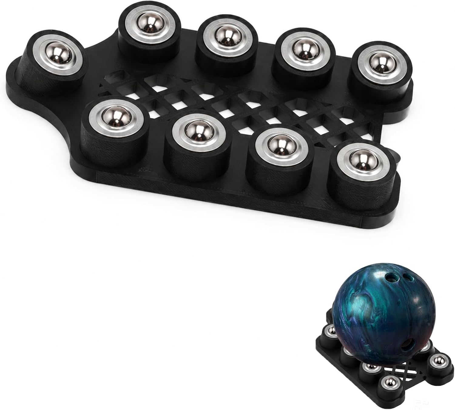 Bowling Ball Spinner - Hook & Grip Trainer with Maintenance Stand - Multi Functional Practice Tool for Increasing Rev Rate and Ball Performance