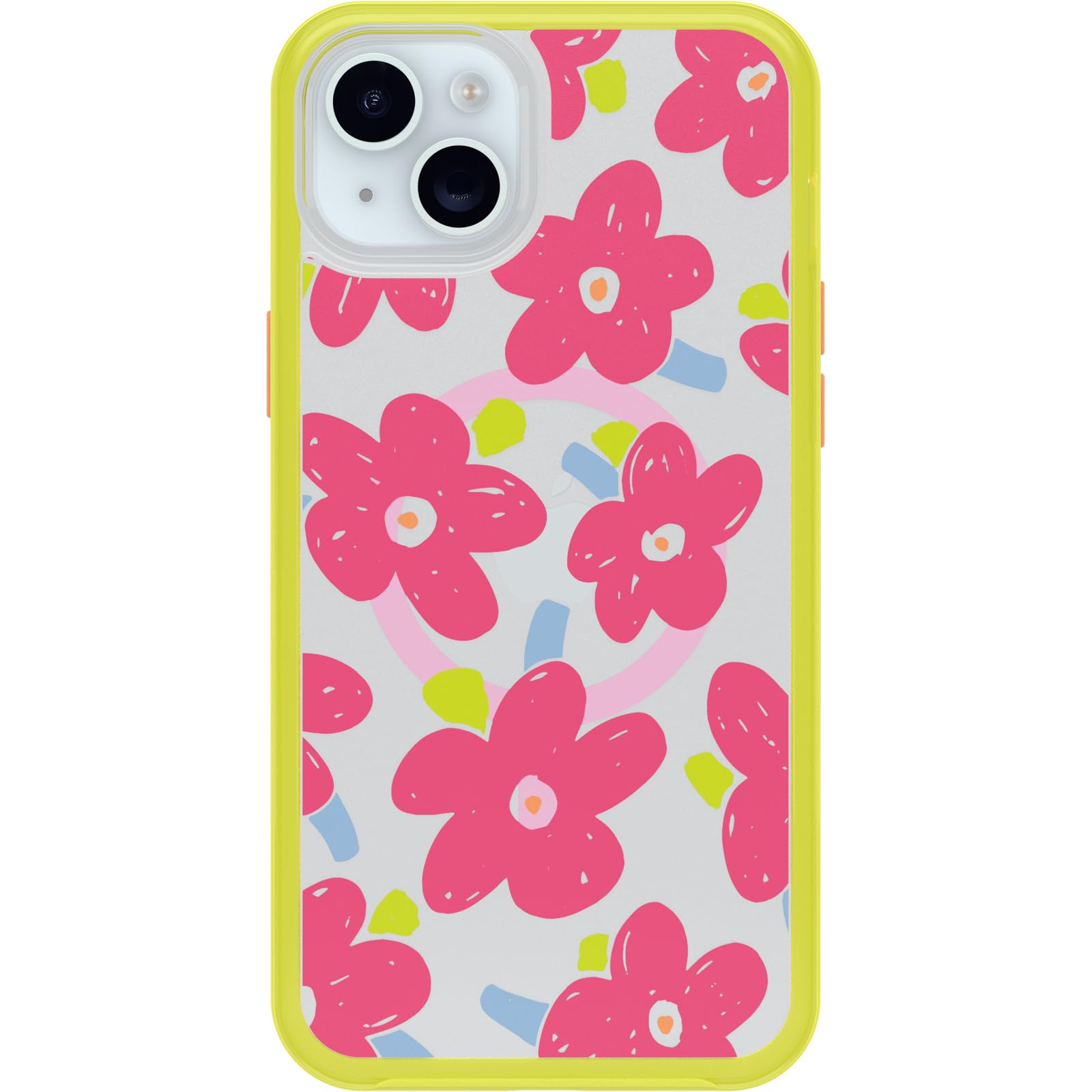 OtterBox Cover per Apple iPhone 15 Plus/iPhone 14 Plus Symmetry Clear MagSafe, resistente a shock e cadute fino; sottile, testata 3x norme MIL-STD 810G, Whimsy Bloom