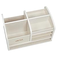 Vista 11 de ECR4Kids Centro de Almacenamiento de Suministros para Mesa, Caddy para Maestros, Blanco Desgastado