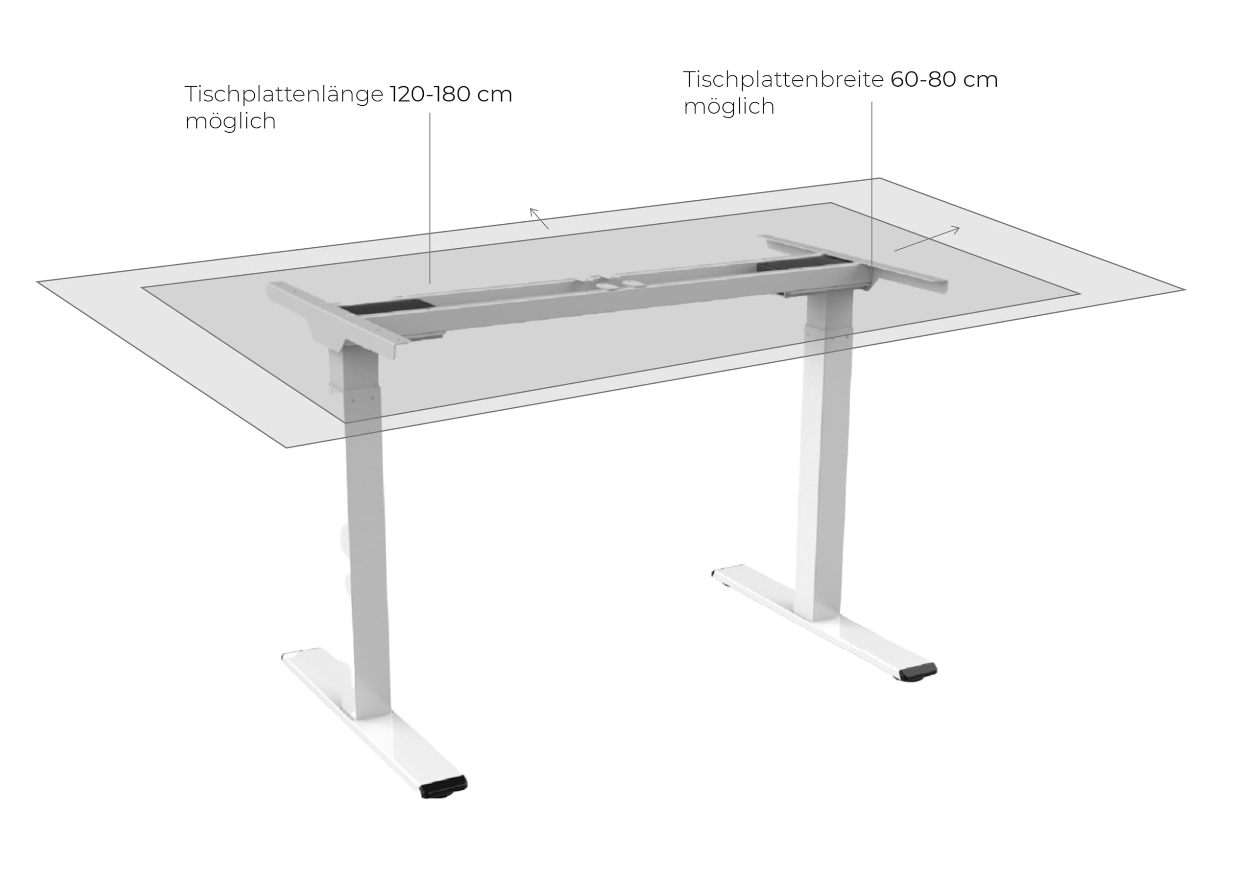 Better Home FlexiDesk DM1 höhenverstellbarer Schreibtisch | Dualmotor Tischgestell | Memory-Funktion | 100 kg Belastungskapazität | 4 Stufen programmierbar