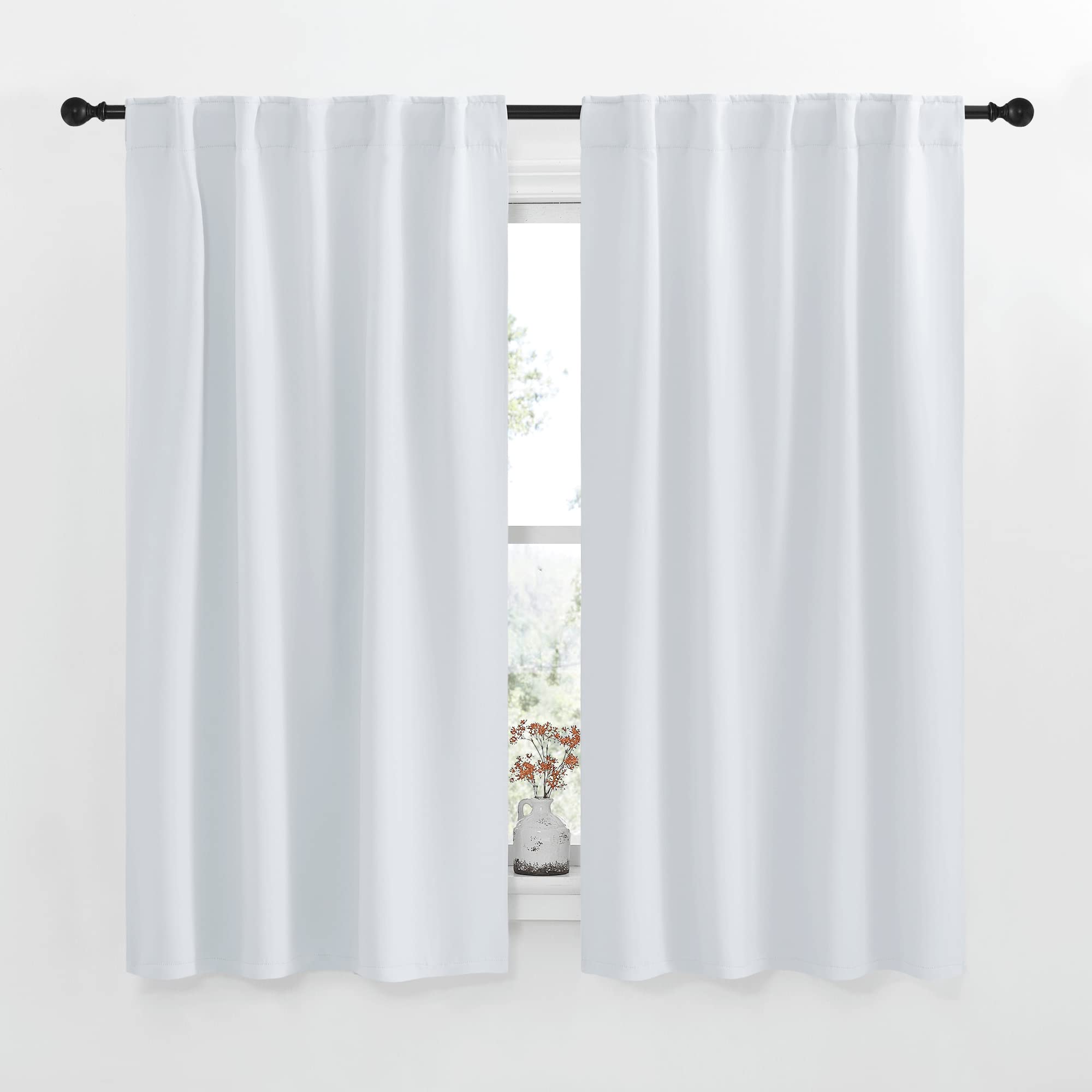 NICETOWN Insulated Room Darkening Curtain Panels - (Cloud Grey Color) W42 x L63, Two Pieces, Modern Design Thermal Privacy Protection Window Treatment Drapes/Draperies for Bedroom
