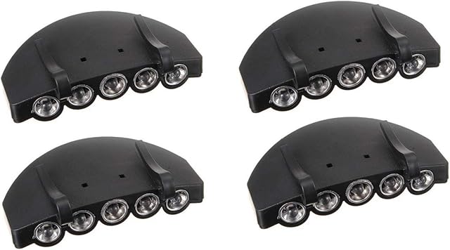 Pengcheng 5 LED Ultra Bright Cap Light Clip on Cap Hat Light Torch Cap Visor Light Headlight Hands Free Great for Camping Hiking Jogging Reading Working Fishing4PCS