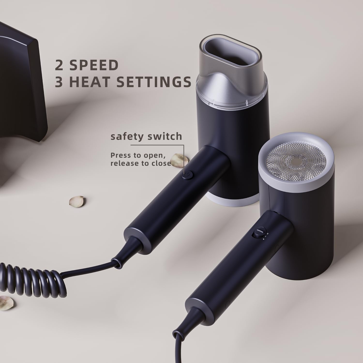 Potente Secador de Pelo de Pared 1875W con Interruptor de Seguridad,Elegante Secador de Cabello de Pared con Soporte para Baño,Hotel y Hogar (negro)