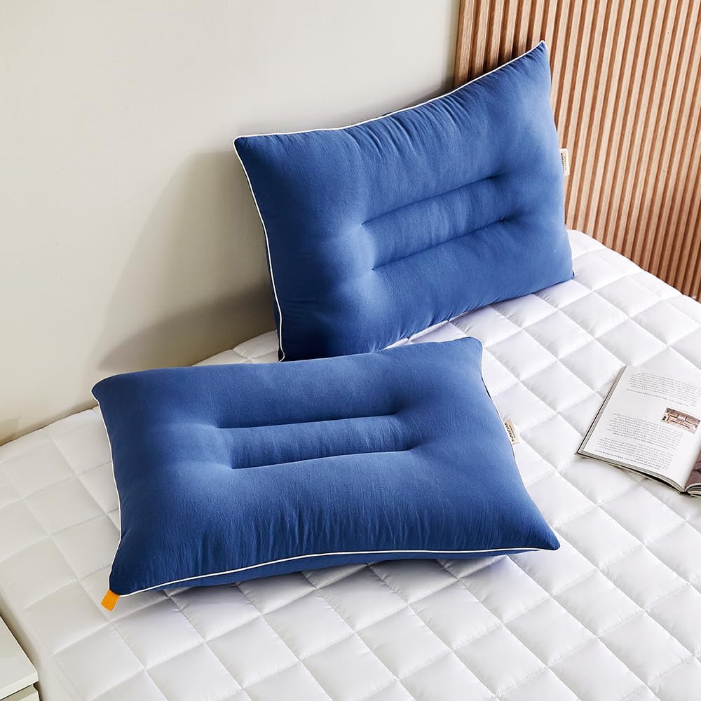 [2 Pack] Relnecks™ Soft Cervical Support Pillows for Neck & Shoulder Relief [Made in Korea] (Navy)