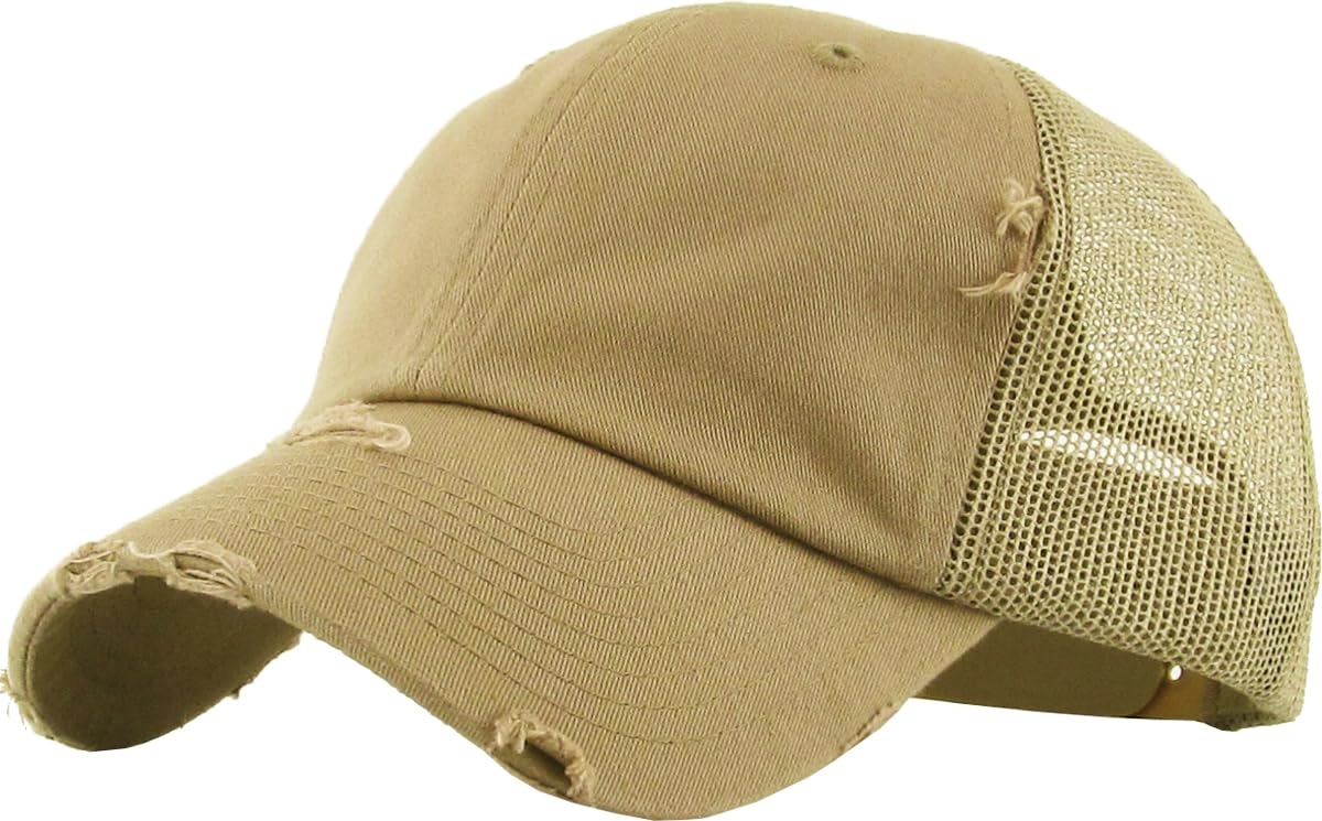 KBETHOS Vintage Washed Distressed Cotton Dad Hat Baseball Cap Adjustable Polo Trucker Unisex Style Headwear