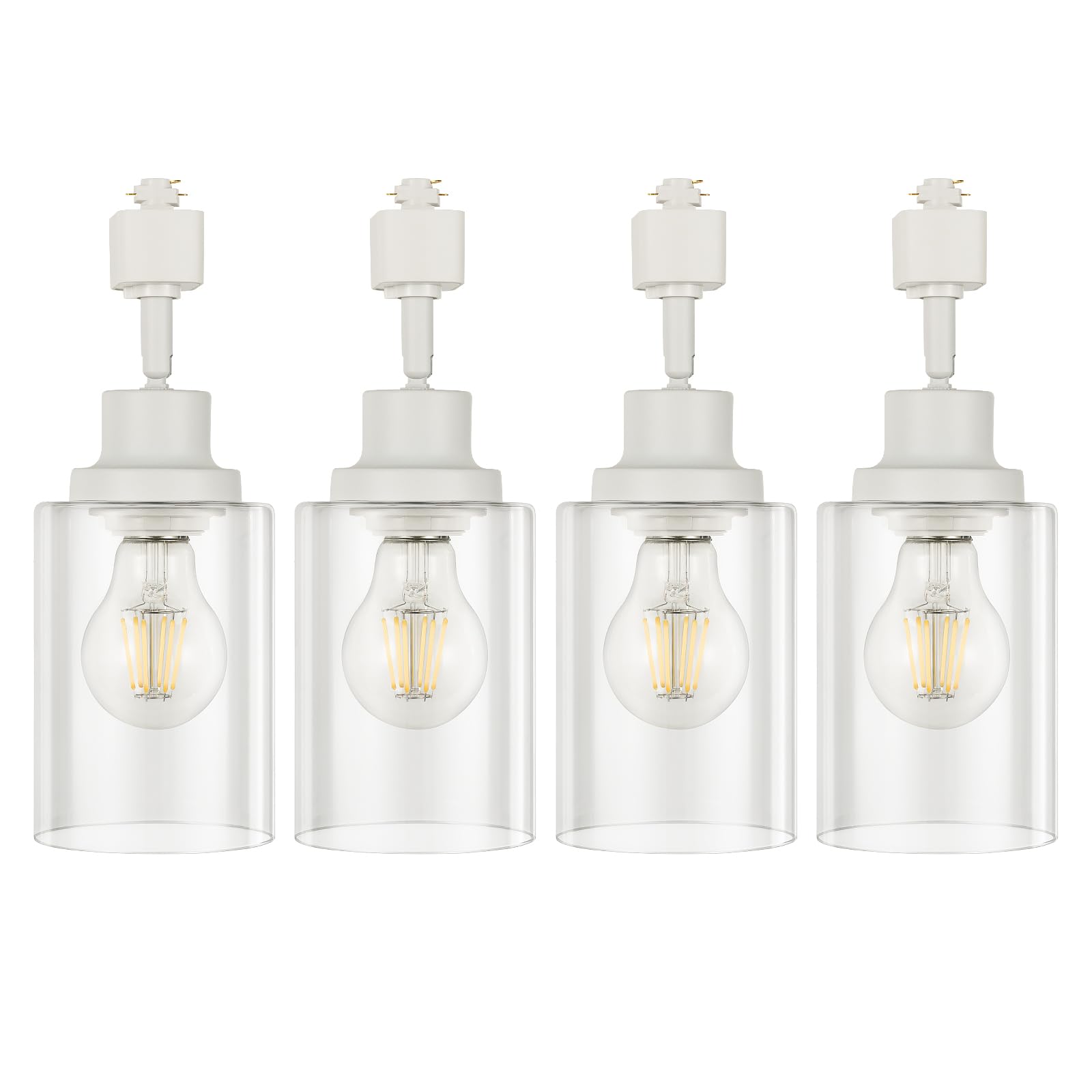 VANoopee H Type Track Lighting Heads E26 Track Light Ceiling Modern for Kitchen, Compatible with H Track Lighting Rail System, White Track Lighting Fixtures with Glass Lamp Shade, 4 Pack, No Bulbs