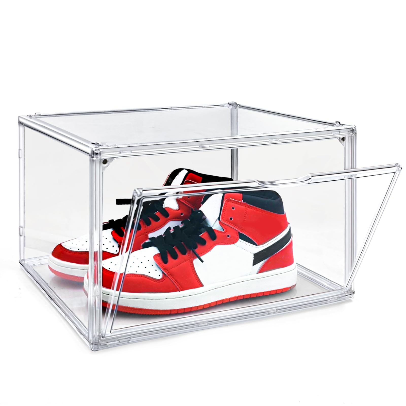 Acrylic Shoe Box Clear Shoe Display Case Fit Up to Size UK 14, Transparent Acrylic Display Box Clear Plastic Stackable Sneaker Boot Handbag Organizer Shoe Containers with Magnetic Lids for Women/Men — image 1
