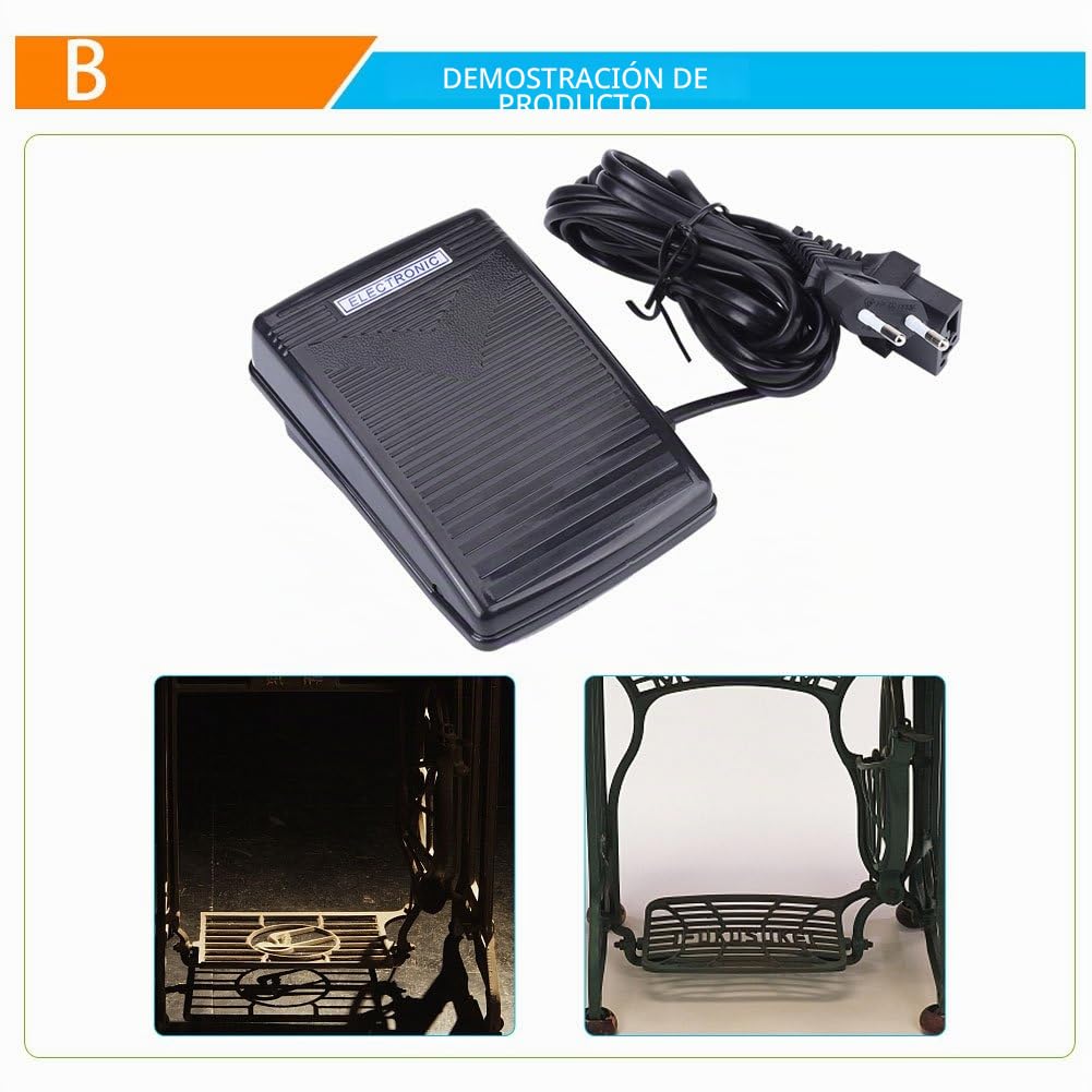 Walfront Pedal de Control de Velocidad, Controlador de Pedal de Pie para Máquina de Coser 200-240V Enchufe de la UE