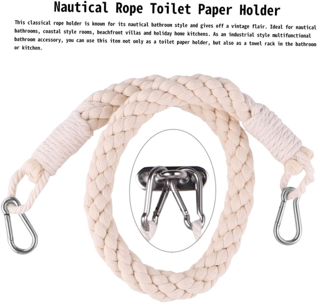 Cotton Rope Toilet Paper Holder with Metal Accessories Vintage Roll Paper Stand for Bathroom and Kitchen Durable and Eco-Friendly Design Easy to Organize and Prevents Towel Falling image 4