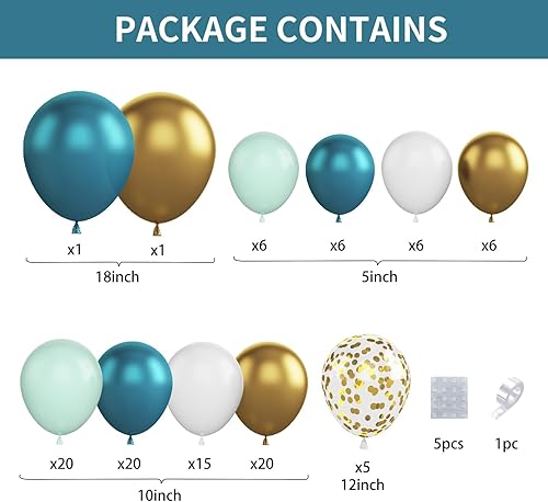 Miniatura 21 de Kit de arco de globos azules y amarillos, kit de guirnalda de globos de albaricoque azul y naranja, amarillo, de látex, globos de fiesta