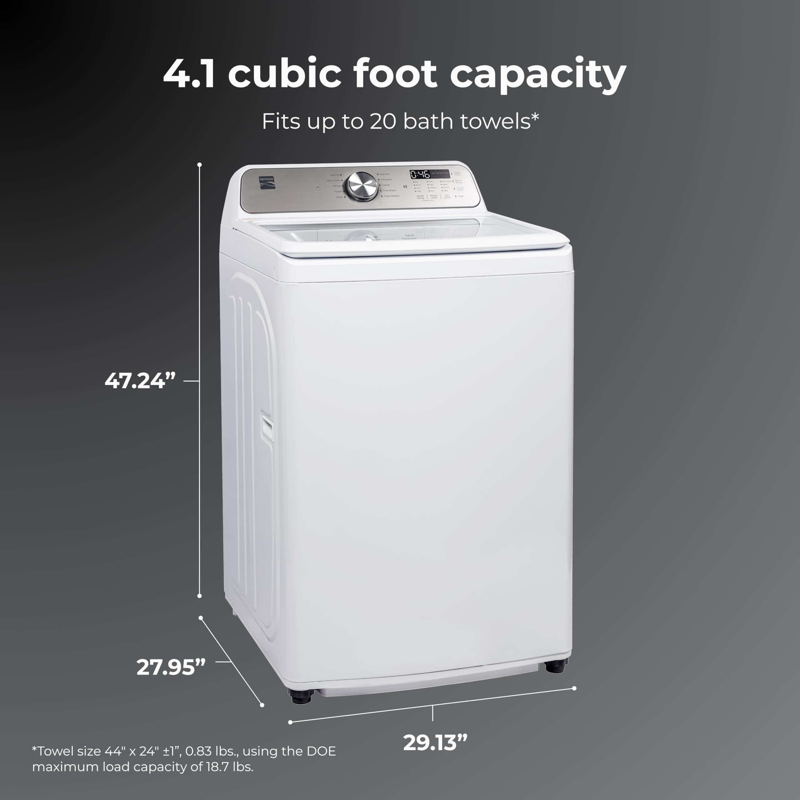 Kenmore 4.1 cu. ft. Top Load Washer with Triple Action Agitator for Tough Dirt & Stains - Reduce Laundry Time with Accela and Express Wash - LED - White — view 2
