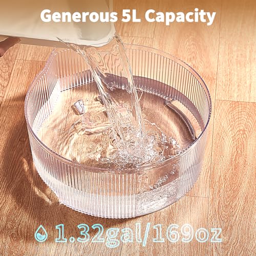 Image of Dog Water Fountain, 1.32gal /169oz Pet Water Fountain with Transparent Design and 3 Filters, Dog Fountain with Quiet Pump Ideal for Dogs and Multi-pet households