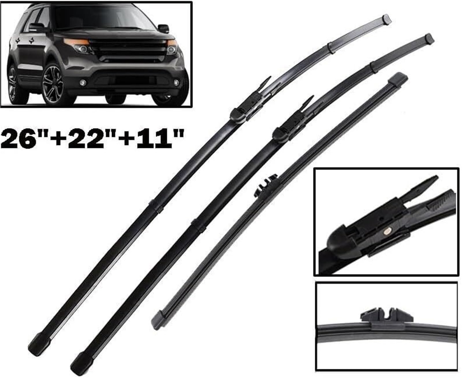 spazzole tergicristallo universali per auto Set di spazzole tergicristallo anteriori e posteriori per Ford per Explorer MK5 2011-2019