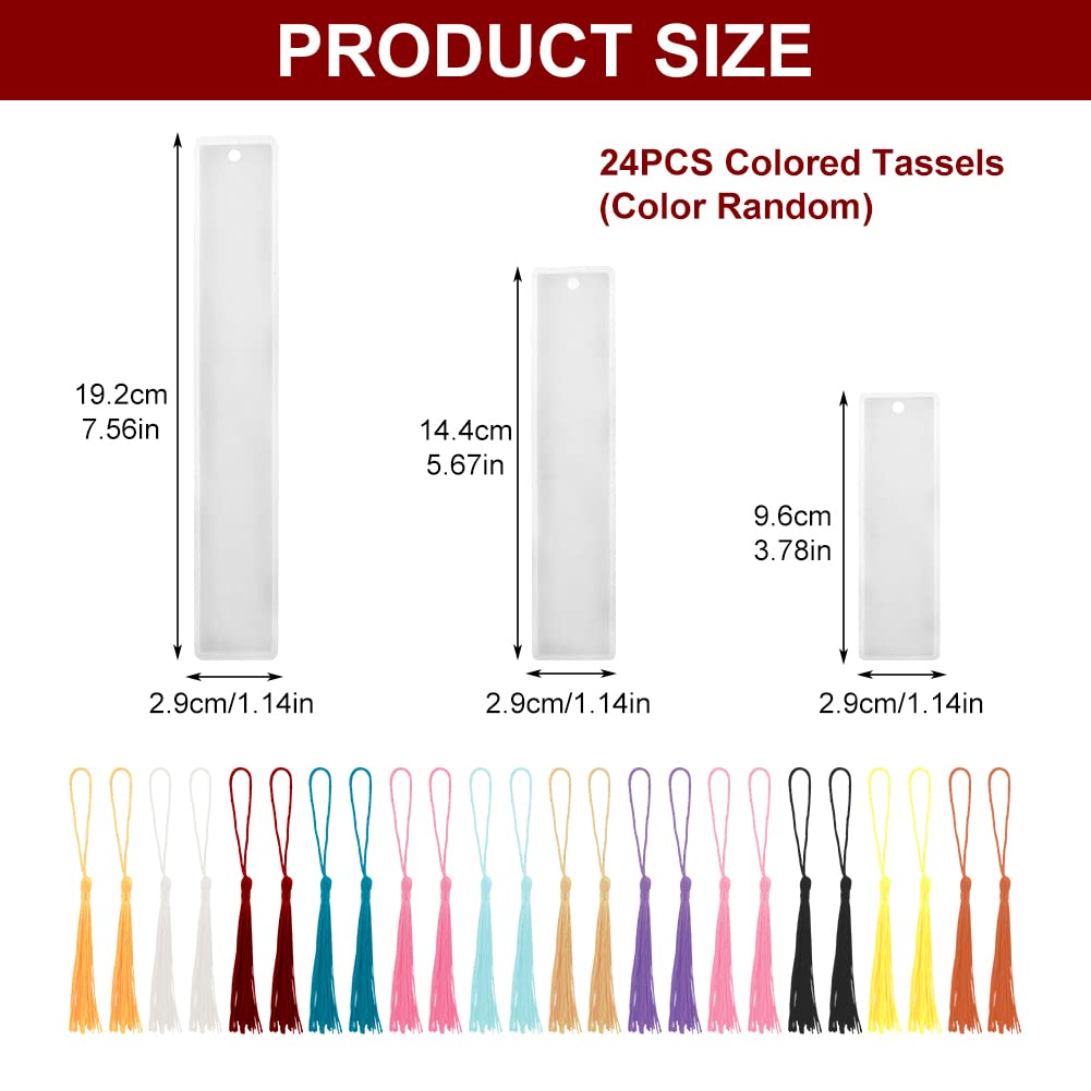 ALEOHALTER 33 Pcs Bookmark Epoxy Resin Mold Set, 9 Pcs Silicone Bookmark Moulds with 24 Pcs Colorful Tassels - Image 2