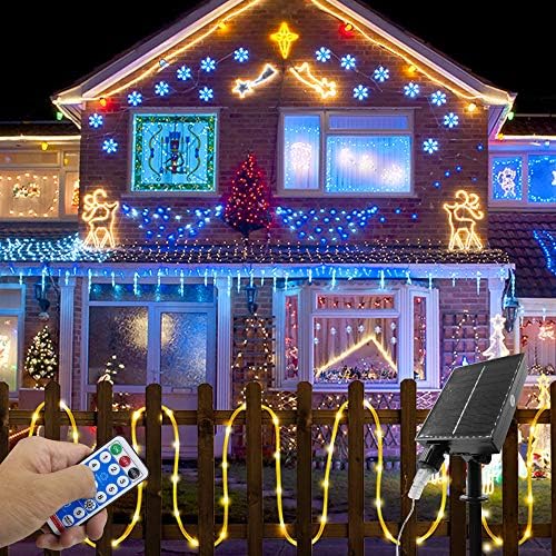 Hawofly Solar Rope Lights,Rope Lights Outdoor,20M 200 led Rope Lights Outdoor, Waterproof IP65 Solar LED Strip Lights for Garden,Pathway, Poolside, Tree Christmas Wedding (Warm White)
