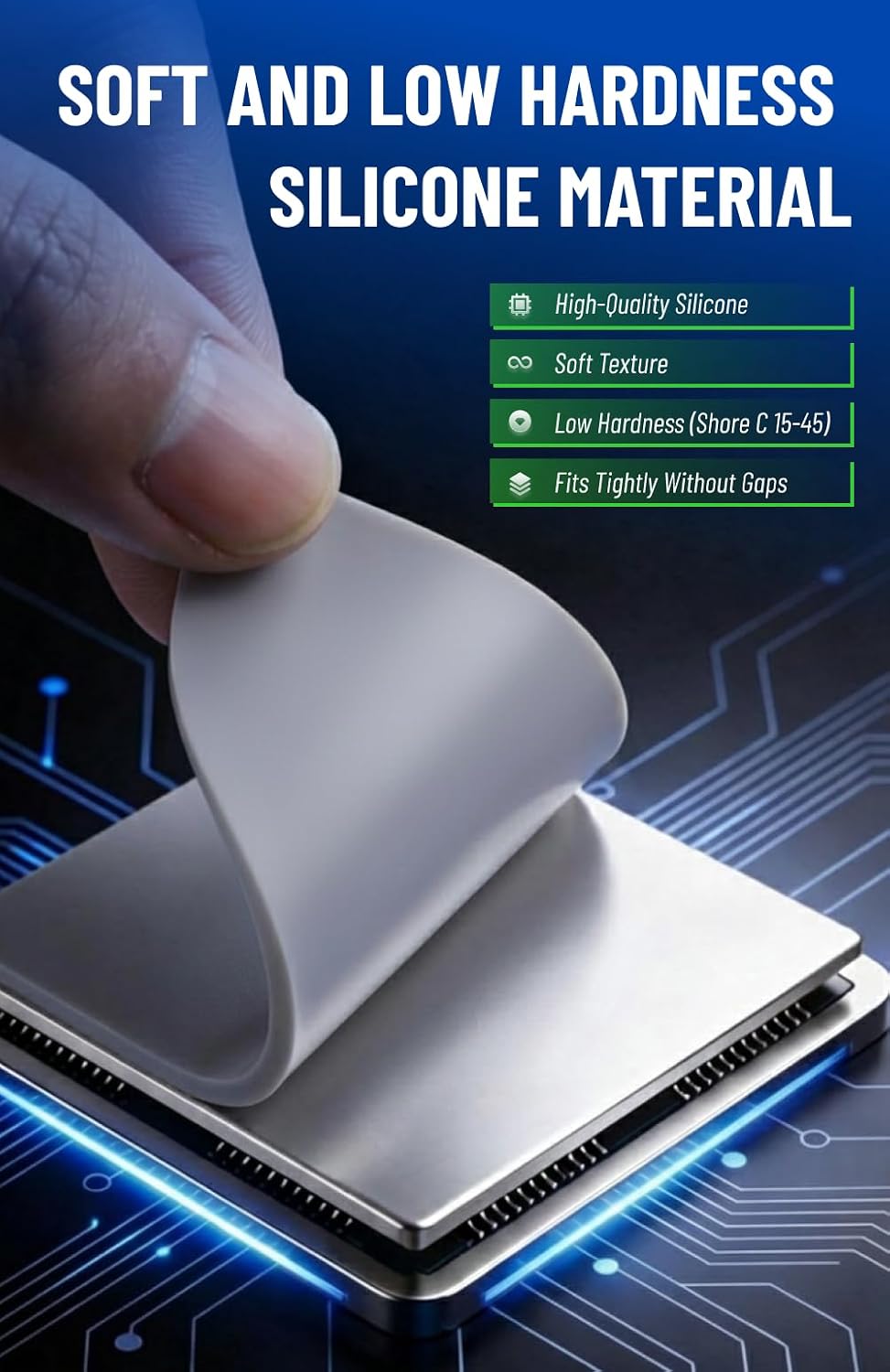 21W/mk FEHONDA 120 x 120 x 3 mm Tear-Resistant Thermal Pad, Non Conductive Easy to Cut Thermal Pads with Reusability, Double-Sided Self-Adhesive Thermal Pads GPU for CPU/PS4/PS5/PC/RAM/Laptop/SSD