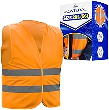 MONTERAL Orange Reflective Vest 2XL - 56 for Men and Women - Fluorescent Safety Vest is made of 100% Polyester 120g/m² - Complies with EN ISO 13688 and EN ISO 20471 standards
