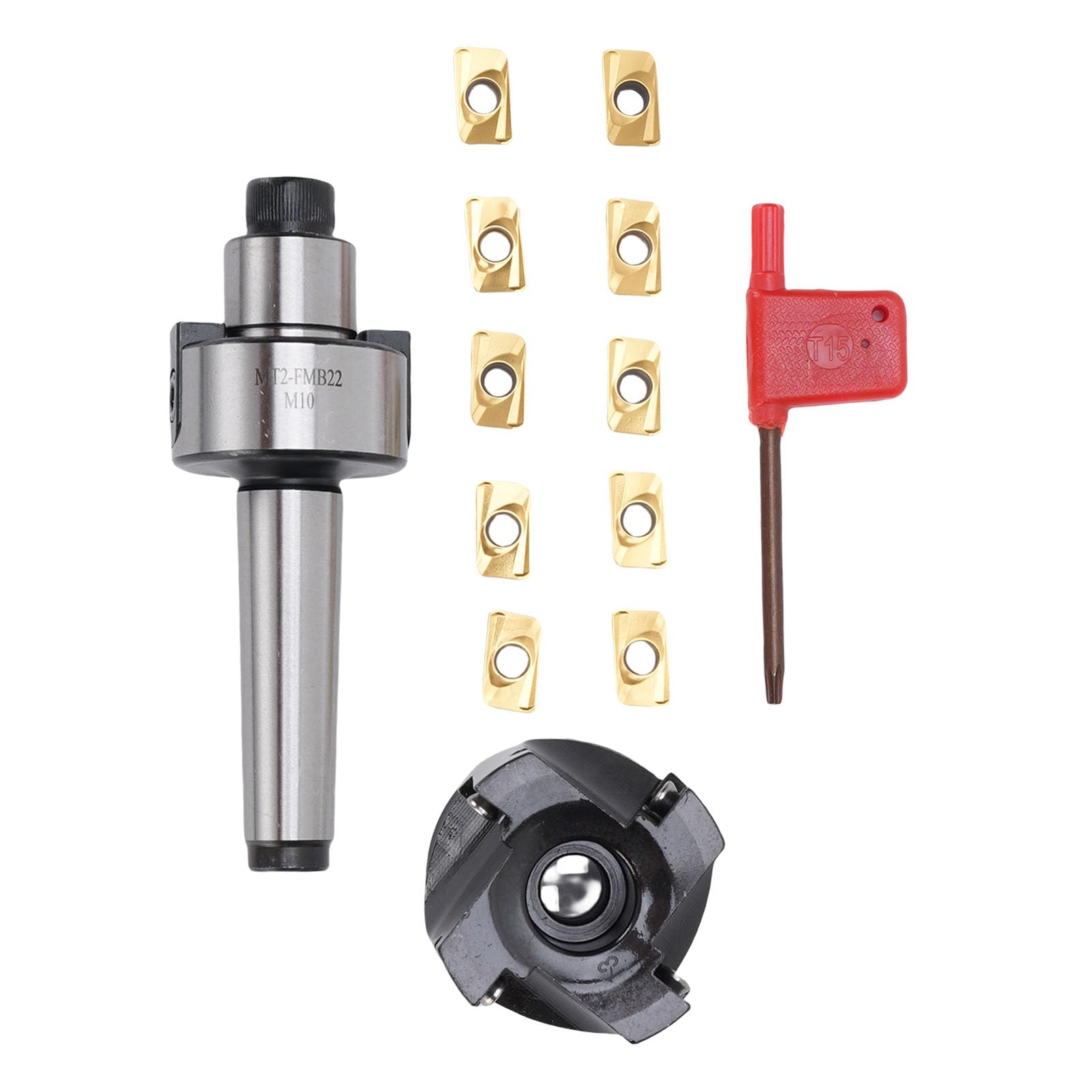 Hyuduo Fresa per Spianatura CNC, Set di Utensili in Metallo Duro Ad Alta Durezza con 10 Inserti per Lavorazione di Precisione e Lavorazione dei Metalli Versatile