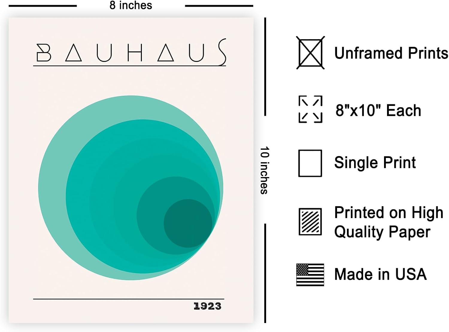 Poster Master Geometric Sphere Print - Bauhaus Poster - Mid Century Modern Art - Abstract Gift for Men & Women - Minimal Decor for Bedroom, Living Room or Dorm - 8x10 UNFRAMED Wall Art