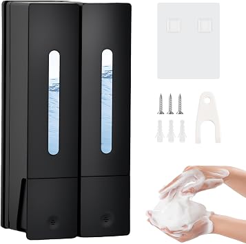 Seifenspender Wandbefestigung Ohne Bohren 2 Kammer Duschgel Spender 400 ml Conditioner und Shampoo Spender f r Bad & K che Schwarz