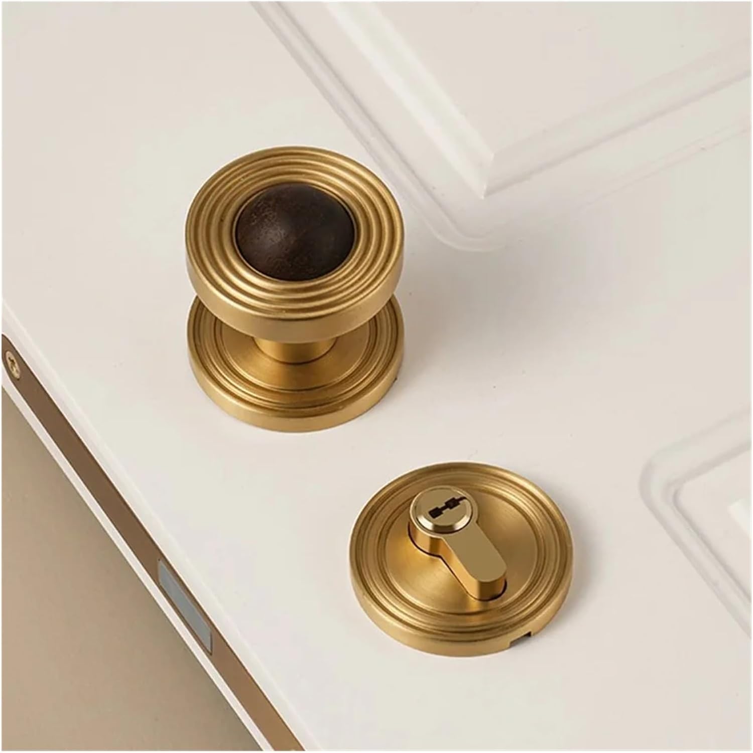 Brass Door Lock Set Simple Style, Interior Bedroom & Bathroom Hardware, Dummy Passage Privacy(Standard Door Lock)