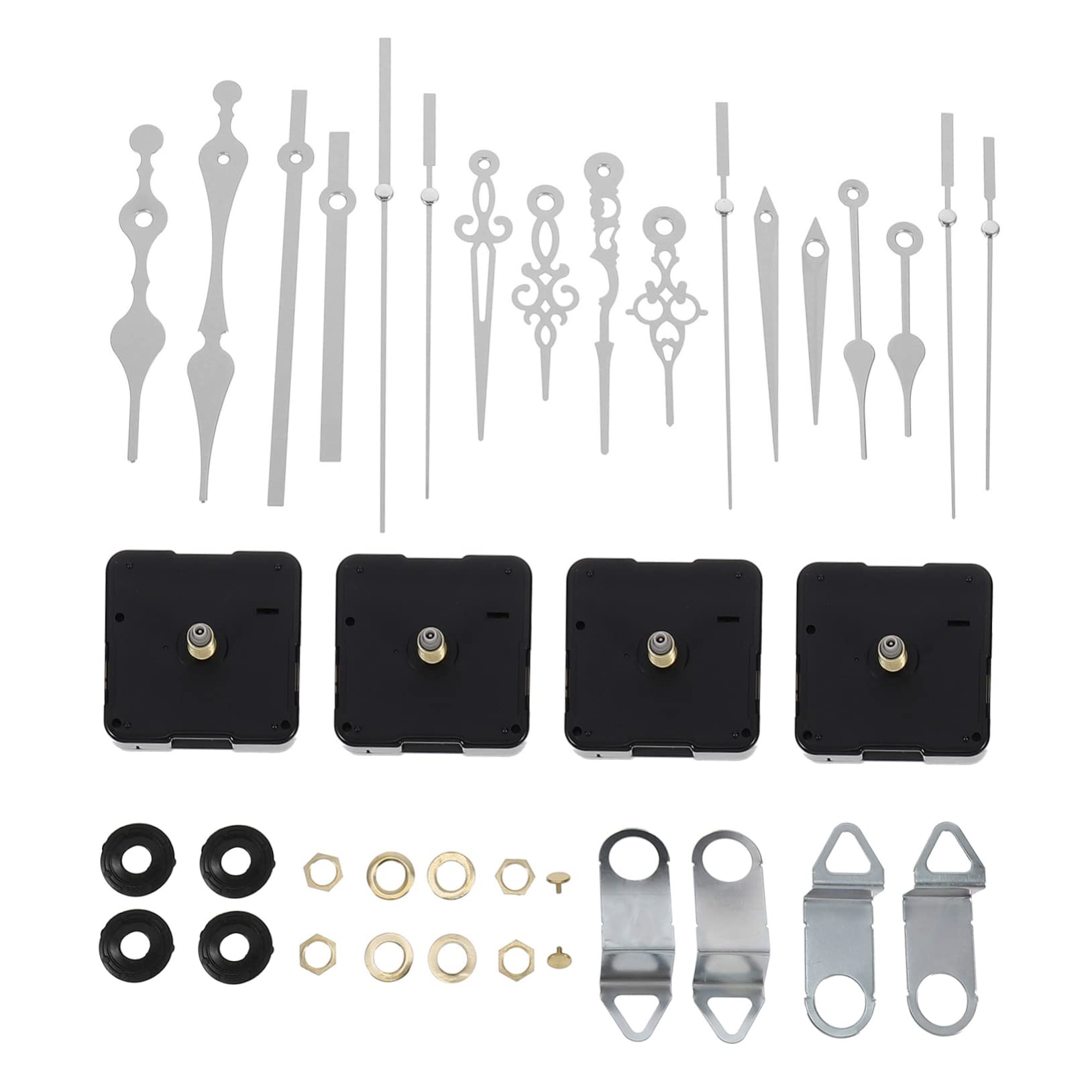 WOONEKY 4 Sets Clock Movement Automatic Watches Clock Making Kit Clock Hands and Motor Kit High Torque Silent Clock Quartz Clock Mechanism Kit Clocks Hanging White Work Wall Clock Plastic