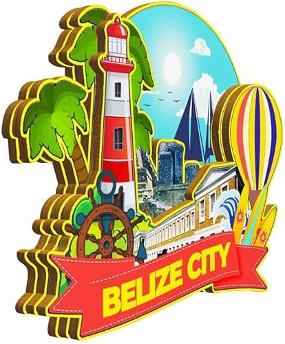 Miniatura 2 de Imán de madera para nevera de la ciudad de Belice Belice, monumentos 3D, recuerdos coleccionables, decoración hecha a mano -2228