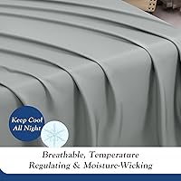 Vista 3 de YIYEA Sábanas tamaño King – Sábanas de bambú 100% orgánico – 600 hilos – Sábanas refrescantes de bambú transpirable para cama tamaño King – Bolsillo