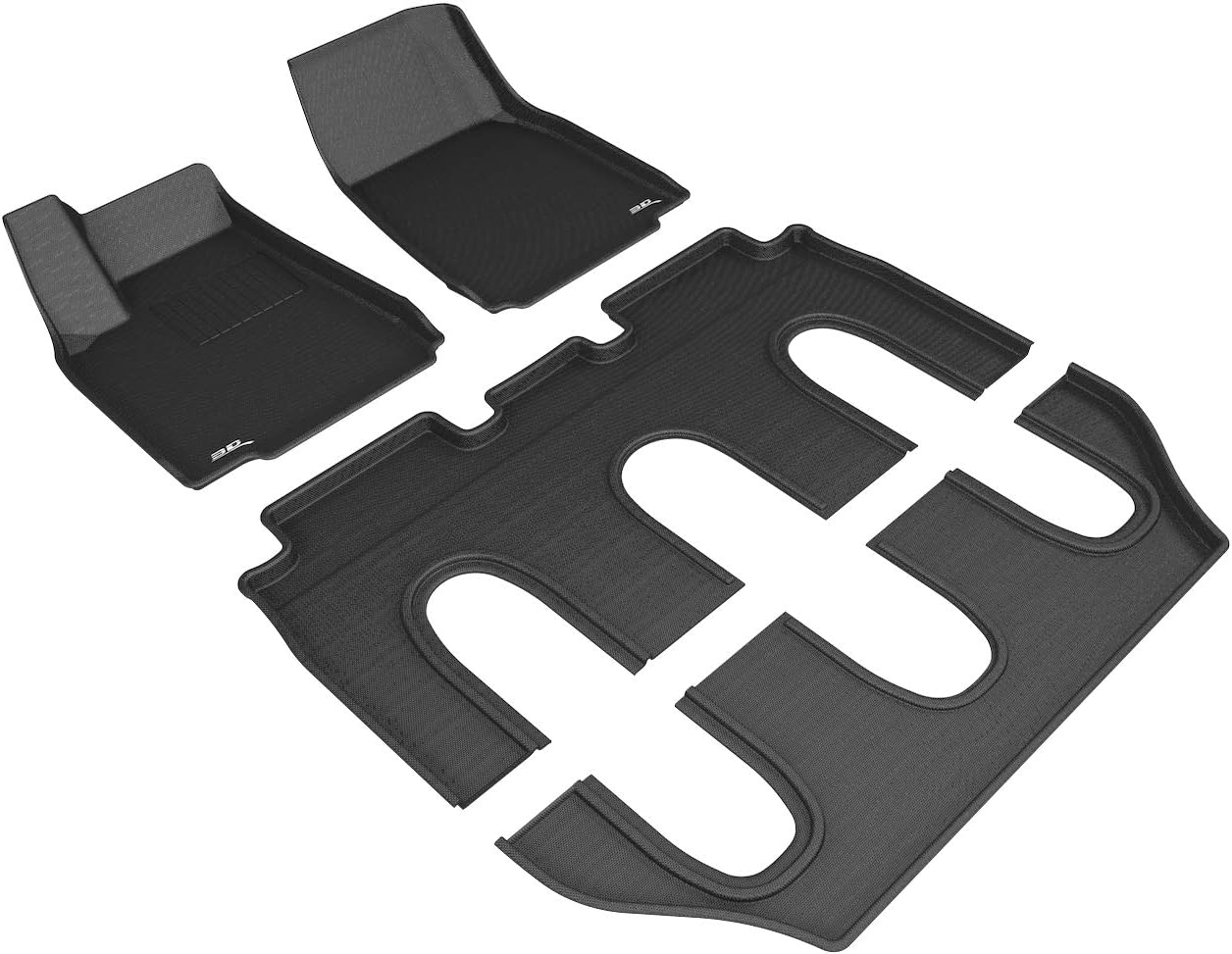 3D MAXpider Custom Fit Kagu Floor Mat (Black) Compatible with Tesla Model X Non-Folding 7-Seat 2016-2017 - Full Set