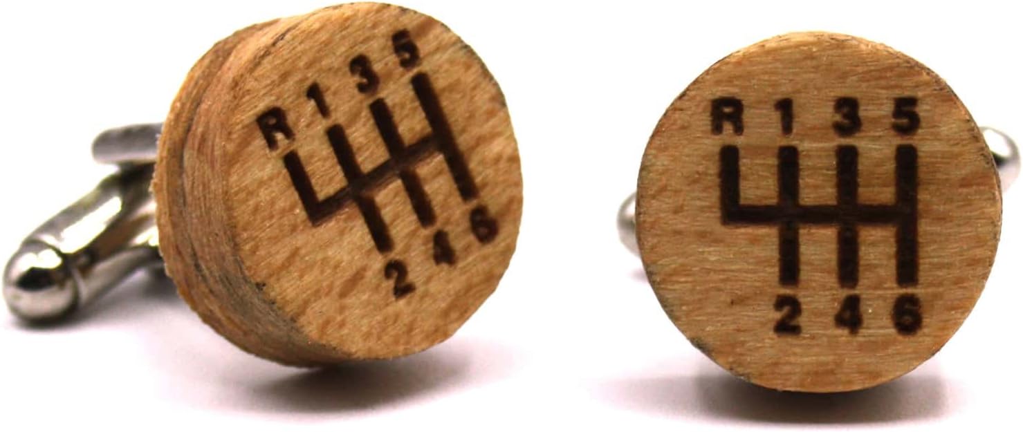 Wooden cufflinks Gear Box. Fashion collection: natural beech wood shirt cufflinks for men, crafted in Spain by Territorial Wood. Wedding & events line. Gear lever engraved design. Elegant, original, sharp and dapper gift