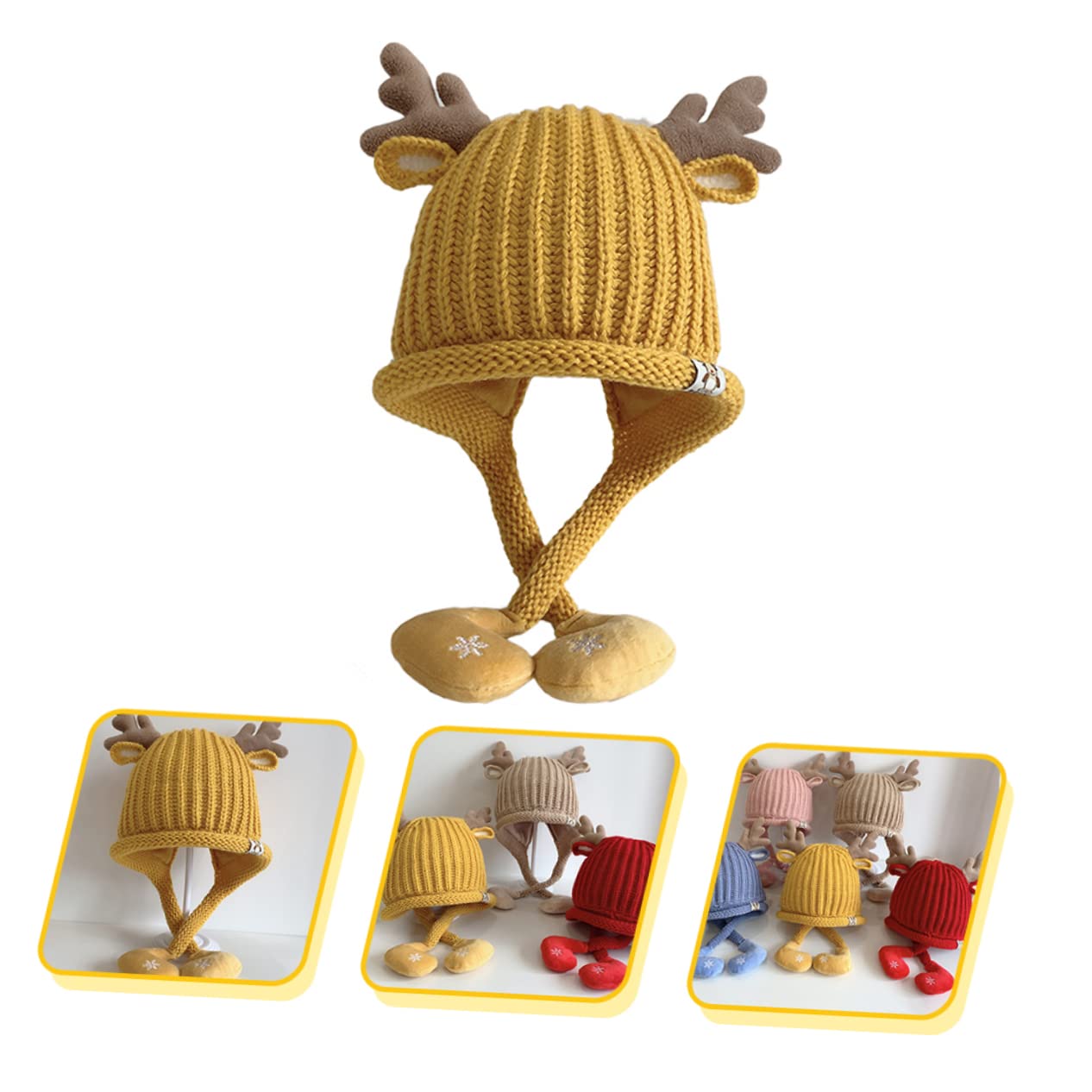 IMIKEYA 3St Strickmütze Weihnachtsmütze für Kinder roter Kopfschmuck Babymützen Kinder wintermütze Kostümhaube Mützen für Babys Baby Bommelmütze Wintermütze Foto Warmer Hut
