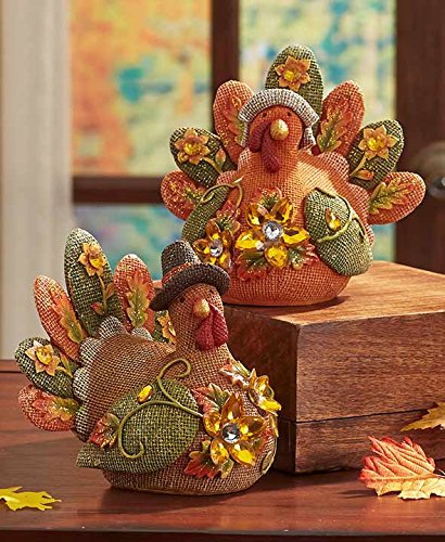 Fall Jeweled Shelf Table Top Sitter Thanksgiving Autumn Home Accent Decoration (Turkeys)