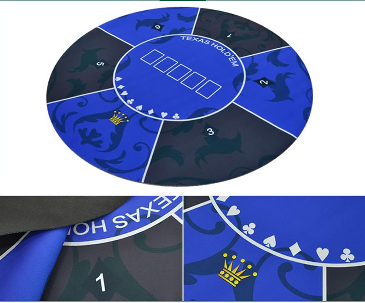 Mesa de póquer de Goma portátil Texas Hold'em de 1,2 x 1,2 M, tapete de diseño de Juego for 6 Jugadores con Bolsa de Transporte(1.2 x 1.2 M)
