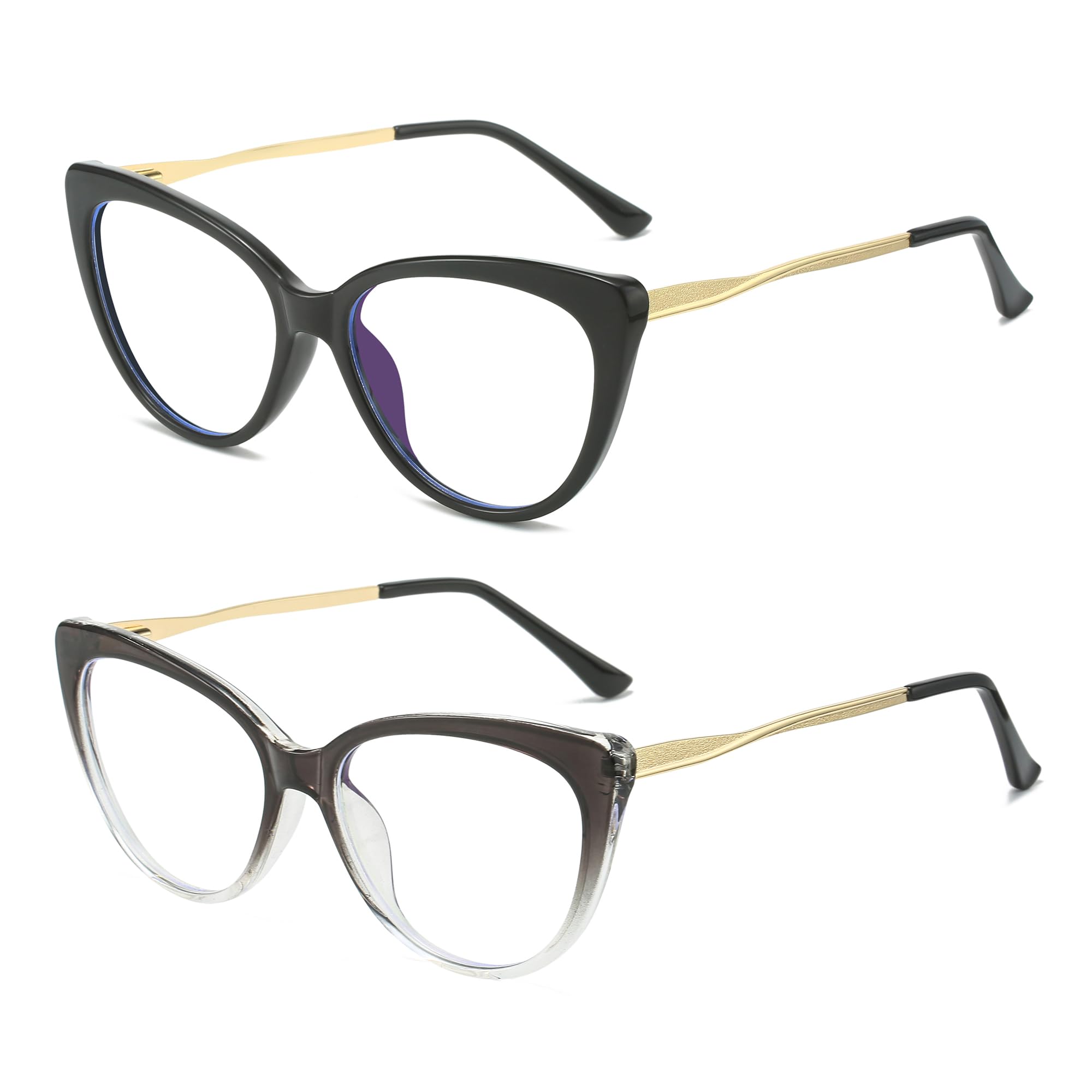 Cyxus 2 Paia Occhiali Luce Blu Uomo Donna Moda Montature Cat-Eye Leggero TR90 Occhiali Anti Mal di Testa Affaticamento Degli Occhi