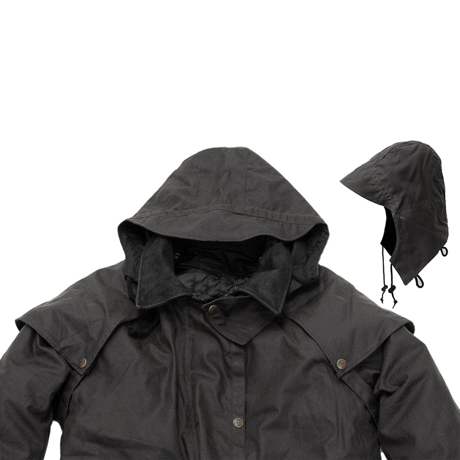 Outbacker Ölzeug Mantel mit herausnehmbaren Winter Innenfutter in schwarz & braun