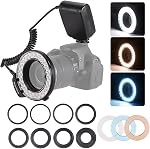 HD-130 Macro LED Anneau Flash Light avec LCD Contrôle de l'alimentation d'affichage 3000-15000K GN15 3 Diffuseurs 8 Anneaux d'adaptateur pour appareils photo