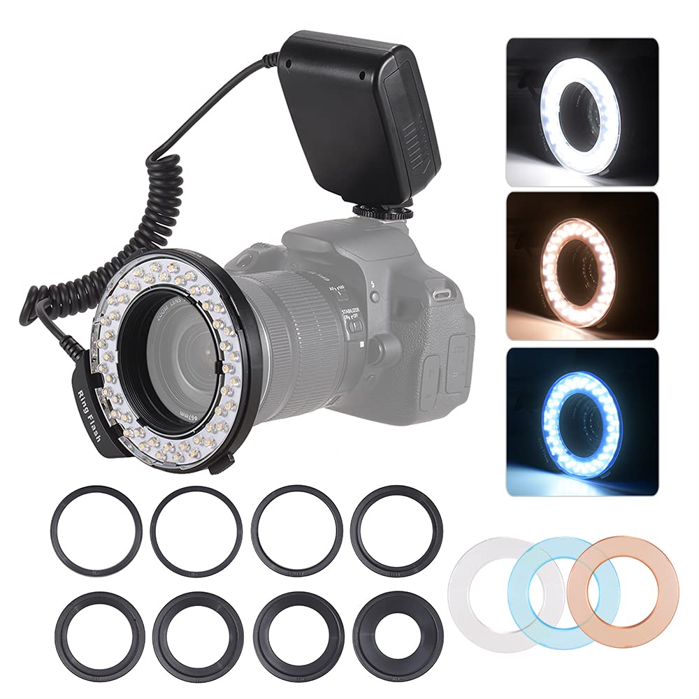 HD-130 Macro LED Anello Flash Light Display LCD 3000-15000K GN15 Controllo di Potenza per DSLR Fotografia