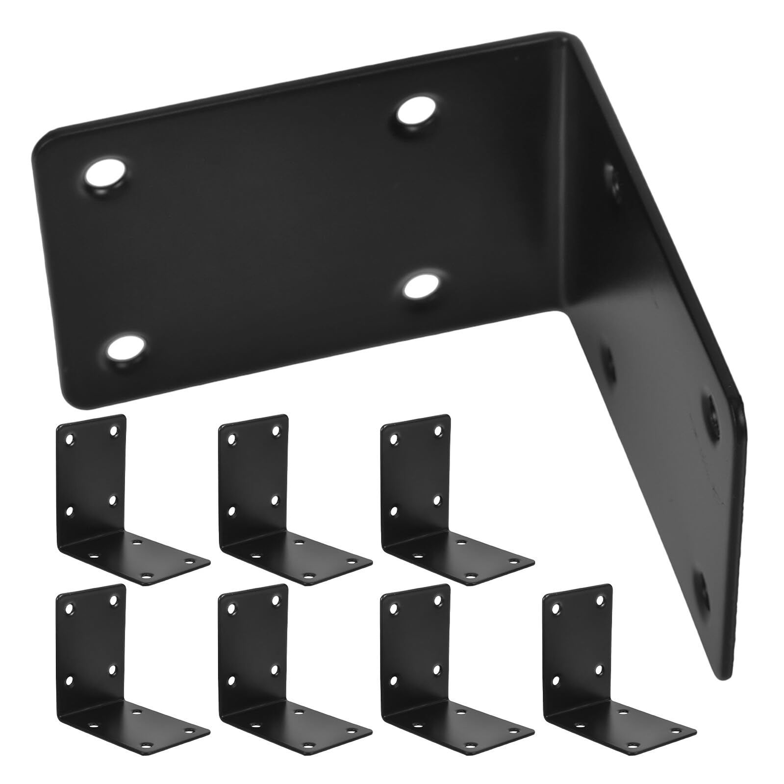 Équerres acier inoxydable noir mat SHINEOFI pour étagère bois solide